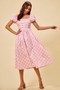 SO ME Polka Cotton Print Short Sleeves Midi Dress