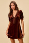 SO ME Velvet Short Sleeves Mini Dress