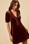 SO ME Velvet Short Sleeves Mini Dress