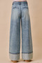 SO ME Mid Rise Plated Wid Leg Denim Jean