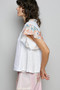 POL V-Neck Floral Ruffle Sleeve Blouse