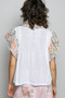 POL V-Neck Floral Ruffle Sleeve Blouse