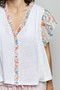 POL V-Neck Floral Ruffle Sleeve Blouse