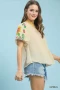 Umgee Embroidered Puff Sleeve Top