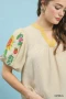Umgee Embroidered Puff Sleeve Top