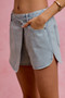 SO ME Washed Denim Wrap Skorts