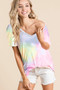 BiBi Tie-Dye Jersey V-Neck Short Sleeve T-Shirt
