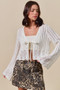 SO ME Textured Sweater Open Front Ribbon Tie Cardigan