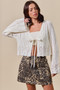 SO ME Textured Sweater Open Front Ribbon Tie Cardigan