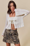 SO ME Textured Sweater Open Front Ribbon Tie Cardigan
