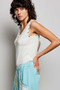 POL Studded Trim Button-Front Ruffle Detail Tank