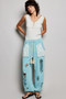 POL Studded Trim Button-Front Ruffle Detail Tank