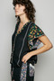 POL V-Neck Floral Ruffle Sleeve Blouse