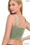 Zenana Washed Ribbed Seamless Square Neck With Bra Pads