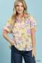 Umgee Floral Print Ruffled Short Sleeve Top