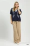Umgee Embroidered Floral V-Neck Short Sleeve Blouse with Contrast Trim