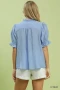 Umgee Textured Button-Front Puff Sleeve Top