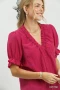 Umgee Textured Button-Front Puff Sleeve Top