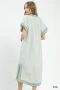 Umgee Pinstripe Contrast Trim Midi Dress