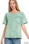 Zenana Halo Snow Washed Exposed Seam Top & Shorts Set