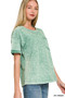 Zenana Halo Snow Washed Exposed Seam Top & Shorts Set