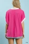 Umgee Oversized Contrast Stripe Trim Top