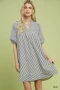 Umgee Striped Puff Sleeve Shift Dress