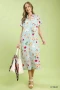 Umgee Abstract Print Flutter Sleeve Midi Dress