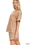 Zenana Halo Snow Washed Exposed Seam Top & Shorts Set