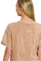 Zenana Halo Snow Washed Exposed Seam Top & Shorts Set