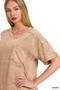 Zenana Halo Snow Washed Exposed Seam Top & Shorts Set