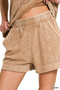 Zenana Halo Snow Washed Exposed Seam Top & Shorts Set