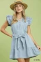 Umgee Chambray Ruffled Denim Dress with Side Pockets