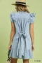 Umgee Chambray Ruffled Denim Dress with Side Pockets