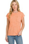 Zenana Halo Snow Washed Cuffed Short Sleeve Tee
