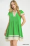 Umgee Linen Color Block Flutter Sleeve Dress