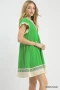 Umgee Linen Color Block Flutter Sleeve Dress