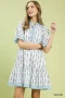 Umgee Striped Trim Floral Tiered Mini Dress
