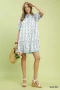 Umgee Striped Trim Floral Tiered Mini Dress