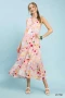 Umgee Abstract Print Tiered Halter Midi Dress