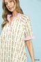 Umgee Striped Trim Floral Tiered Mini Dress