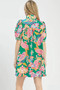 Umgee Jacquard Paisley Print Puff Sleeve Tunic Dress