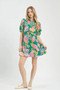 Umgee Jacquard Paisley Print Puff Sleeve Tunic Dress