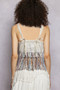 POL Lace-Up Fringe Hem Tank with Lace Detail