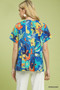 Umgee Abstract Floral Pleated Blouse