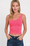 Zenana Washed Ribbed Seamless Cropped V-neck Tank Top