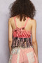 POL Lace-Up Fringe Hem Tank with Lace Detail