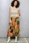 POL Printed Patchwork Wide Leg Pants with Adjustable Side Drawstring