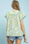 Umgee Retro Floral Smocked Babydoll Blouse