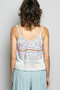 POL Printed Contrast Button Down Cami with Trim Detail and Blanket Stitch